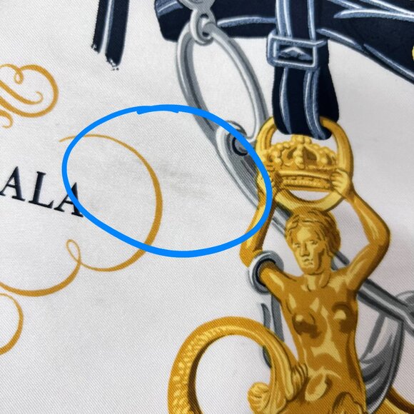 VTG HERMES Brides de Gala Scarf White Black Gold colorway, by Hugo Grygkar - Picture 13 of 13